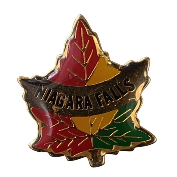 Other - Niagara Falls Souvenir Maple Leaf Enamel Lapel Pin Red Yellow Green